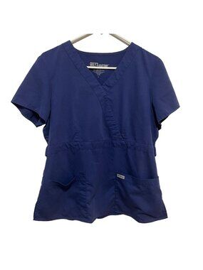 Greys Anatomy By Barco Navy Blue Scrub Top Large Short Sleeve